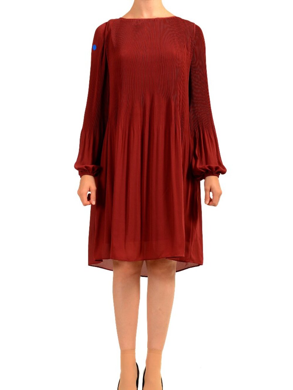 Hugo Boss Women's "Dasie" Burgundy Long Sleeve Pleated Dress US M IT 42